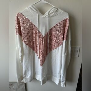 Sequin Pink and White Women's Hoodie